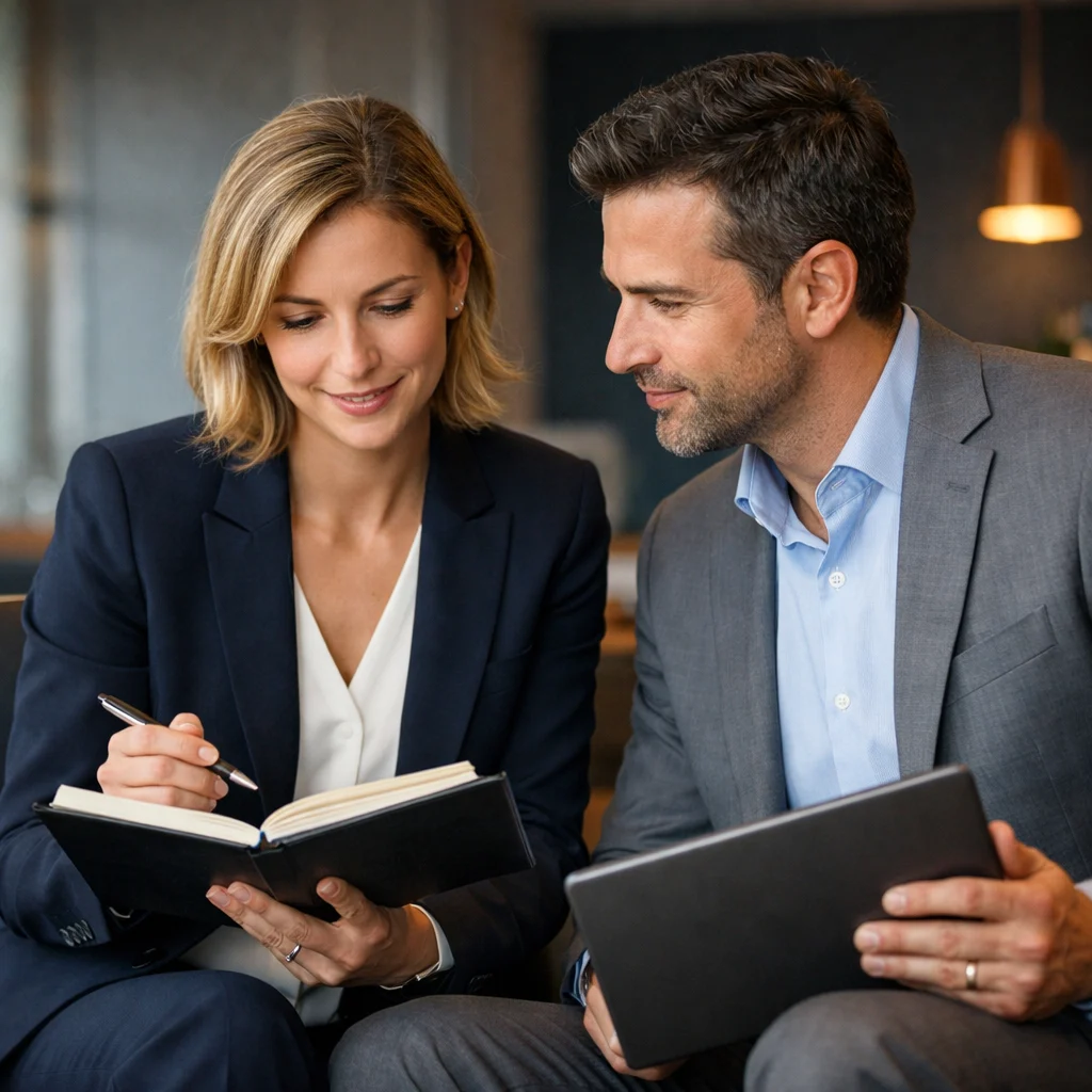Deux professionnels construisent une solution ensemble.